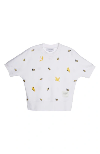 Shop Thom Browne Embroidered Birds & Bees Cotton T-shirt In White