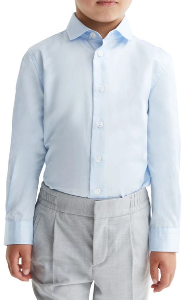 Shop Reiss Kids' Remote Jr. Cotton Button-up Shirt In Soft Blue
