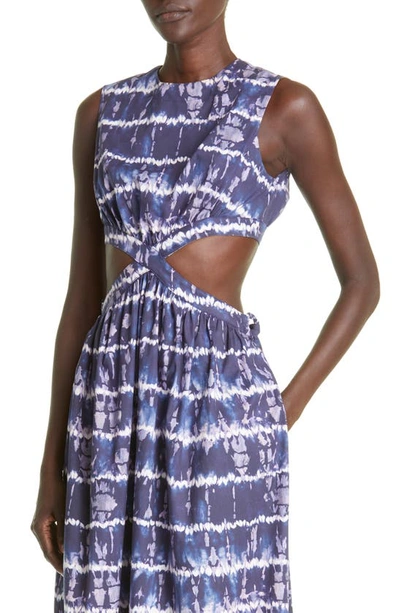 Shop Altuzarra Ashima Cutout Stretch Cotton Midi Dress In 256406 Berry Blue
