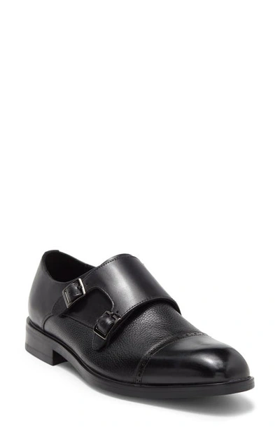 Shop Nordstrom Rack Watson Double Monk Cap Toe Leather Shoe In Black