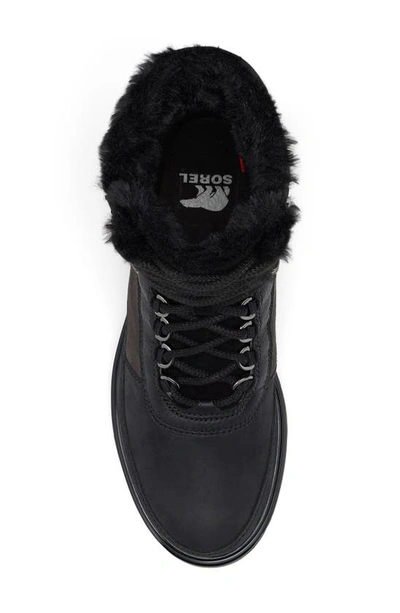 Shop Sorel Lennox Faux Fur Trim Lace-up Boot In Jet Black