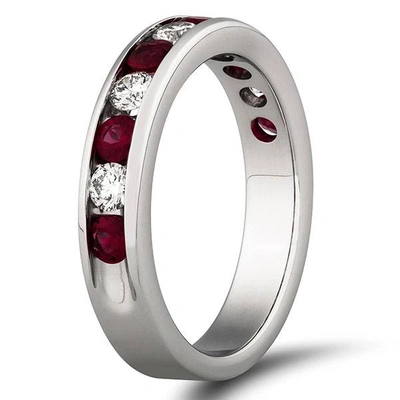 Pompeii3 1ct Ruby & Diamond Channel Set Wedding Ring 14k White Gold In Multi