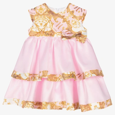 Shop Alviero Martini Girls Pink & Gold Satin Geo Map Dress