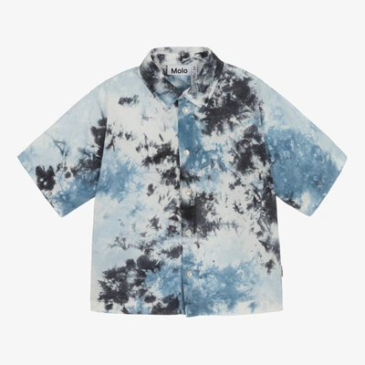Shop Molo Boys Organic Cotton Tie-dye Shirt In Blue