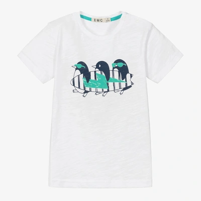 Shop Everything Must Change Boys White Cotton Penguins T-shirt