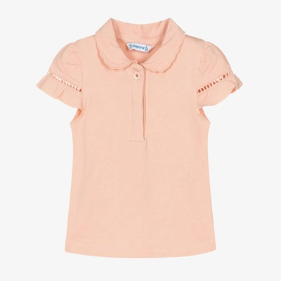 Shop Mayoral Girls Pale Pink Cotton Polo Shirt