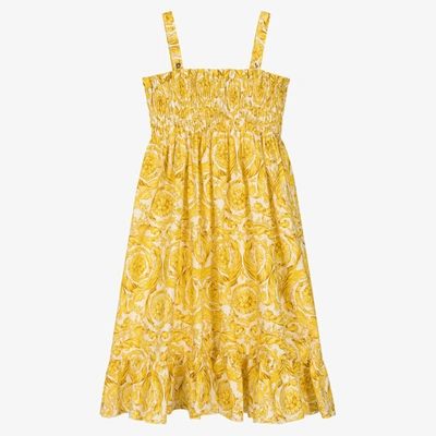Shop Versace Teen Girls Gold Barocco Dress