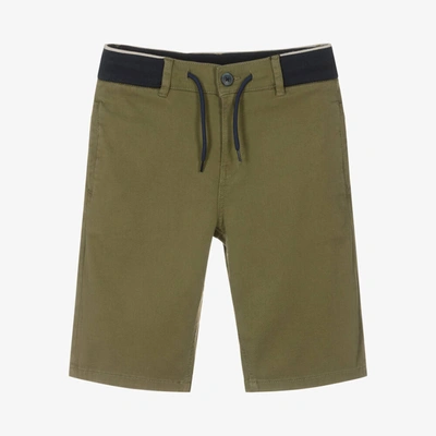 Shop Mayoral Nukutavake Boys Khaki Green Bermuda Shorts