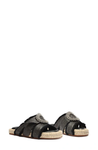 Shop Alexandre Birman Madelina Crystal Brooch Slide Sandal In Black