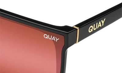 Shop Quay Nightfall 49mm Shield Sunglasses In Black/ Brown Pink