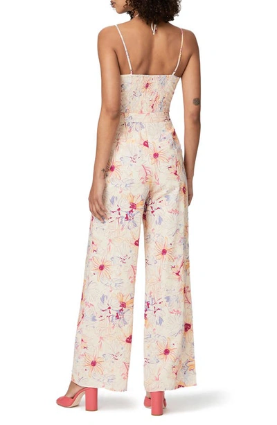 Shop Paige Akari Floral Cotton & Linen Jumpsuit In Cream Multi