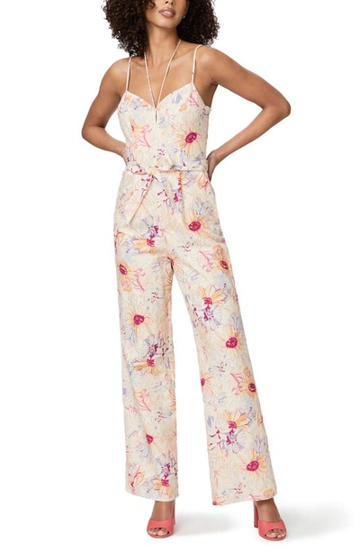 Shop Paige Akari Floral Cotton & Linen Jumpsuit In Cream Multi