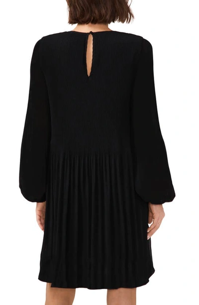 Shop Halogen Plissé Long Sleeve Dress In Rich Black