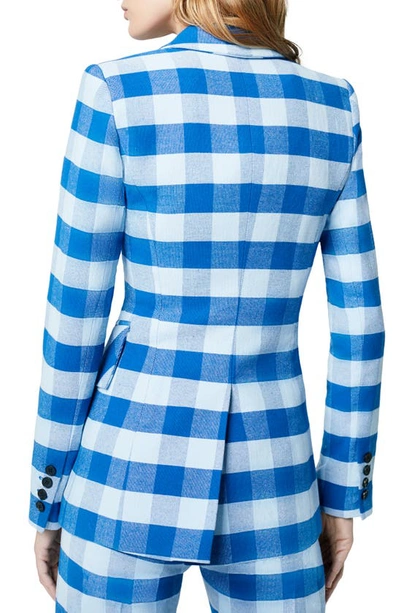 Shop Smythe Lounge Check Cotton Blend Blazer In Tonal Blue Check