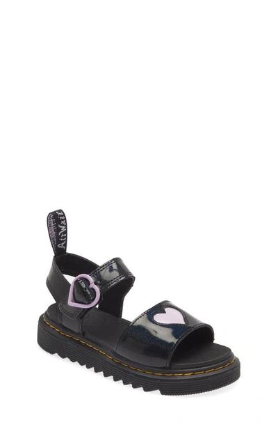 Shop Dr. Martens' Kids' Marlowe Heart Sandal In Black/lilac