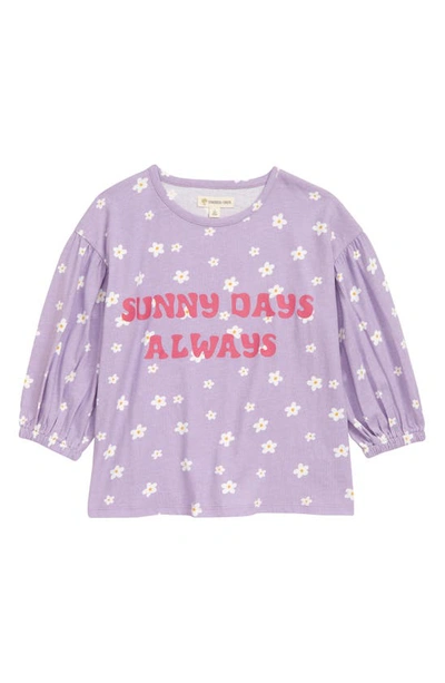 Shop Tucker + Tate Kids' Puff Sleeve Cotton T-shirt In Purple Betta Sunny Daisies
