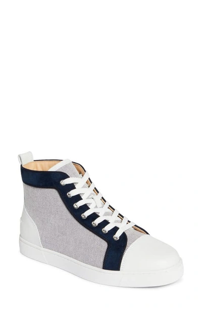 Christian Louboutin Men's Louis Orlato Red Sole High-top Trainers In  Version Navy