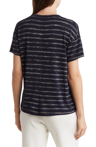 Shop Rag & Bone The Knit Stripe V-neck T-shirt In Navy Black
