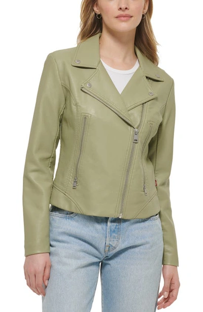 Shop Levi's Faux Leather Moto Jacket In Tea