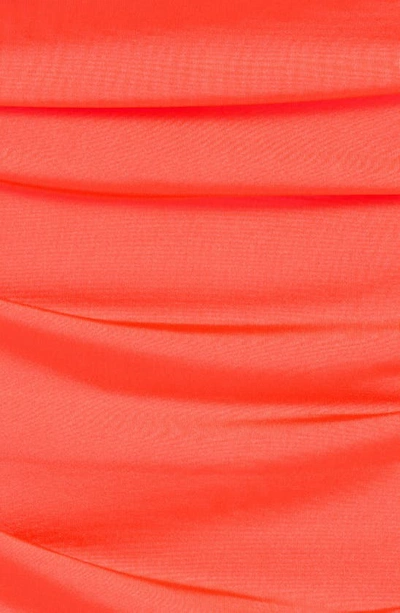 Shop L Agence Kamali Ruched Off The Shoulder Long Sleeve Dress In Neon Orange