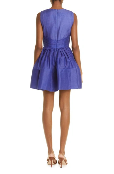 Shop Zimmermann Tama Plunge Neck Linen & Silk Dress In Ultramarine