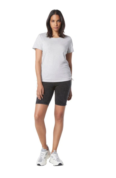 Shop Andrew Marc Cinched Side Cotton T-shirt In Vapor Heather