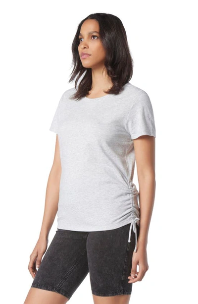 Shop Andrew Marc Cinched Side Cotton T-shirt In Vapor Heather