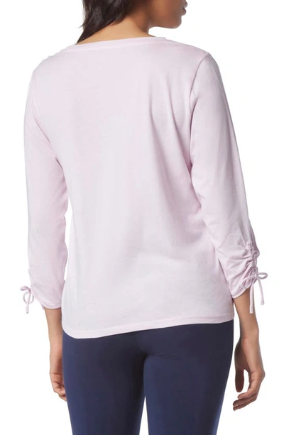 Shop Andrew Marc Three-quarter Sleeve Cinched T-shirt In Baby Pink