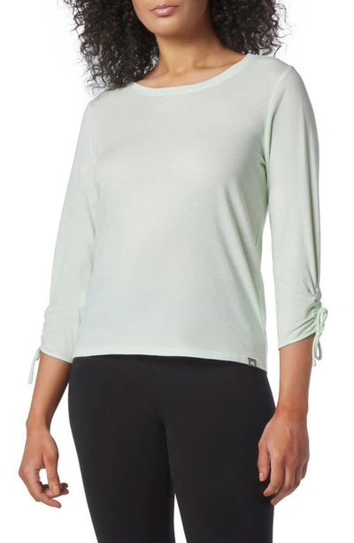 Shop Andrew Marc Three-quarter Sleeve Cinched T-shirt In Honeydew
