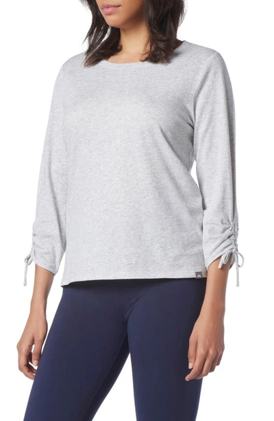 Shop Andrew Marc Three-quarter Sleeve Cinched T-shirt In Vapor Heather