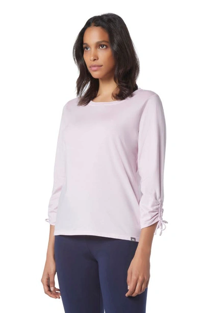 Shop Andrew Marc Three-quarter Sleeve Cinched T-shirt In Baby Pink