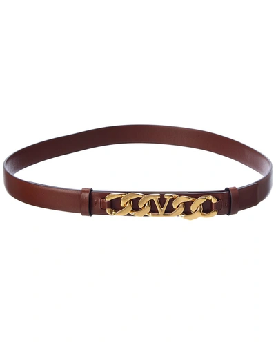 Shop Valentino Vlogo Chain 20mm Leather Belt In Brown