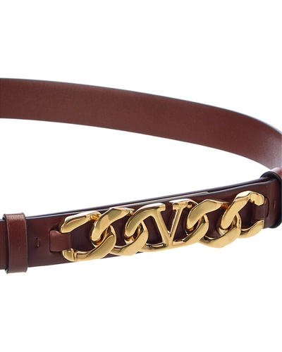 Shop Valentino Vlogo Chain 20mm Leather Belt In Brown