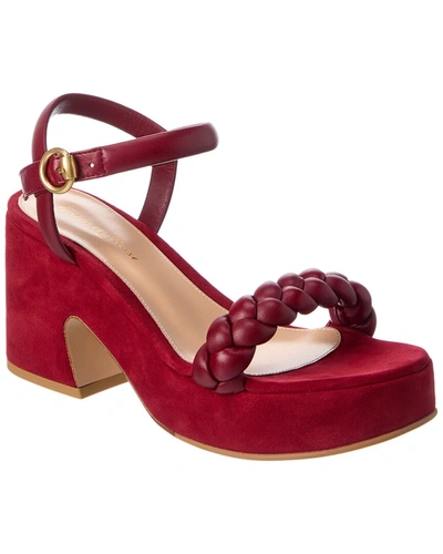 Shop Gianvito Rossi 55 Leather & Suede Platform Sandal In Red