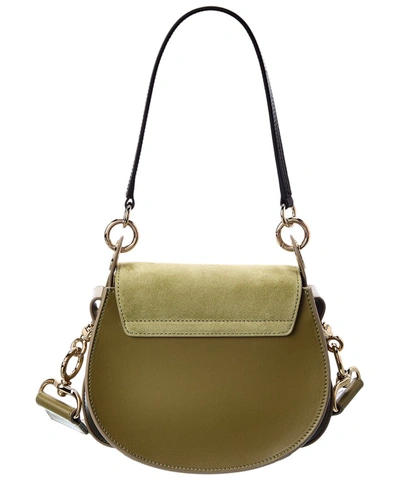 Shop Chloé Tess Small Leather & Suede Shoulder Bag In Green