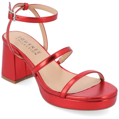 Journee Collection Samilee Block Heel Platform Sandal In Red