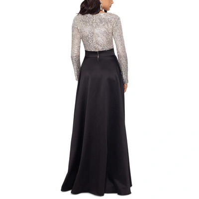 XSCAPE WOMENS SEQUINED BALL EVENING DRESS 
