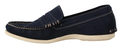 Shop Pollini Suede Low Top Mocassin Loafers Casual Men Men's Shoes In Blue