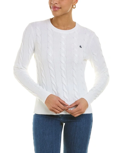 Shop Brooks Brothers Cable Sweater In White