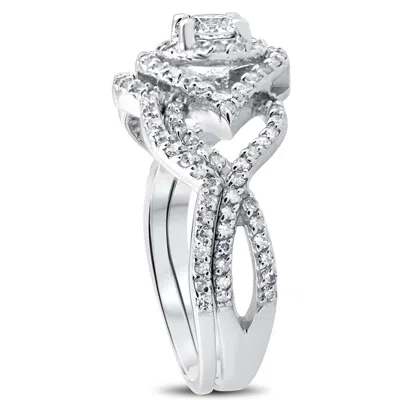 Pompeii3 1 Ct Diamond Intertwined Engagement Matching Wedding Ring Set 10k White Gold In Multi