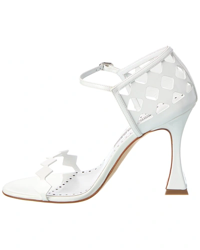 Shop Manolo Blahnik Kalun 100 Patent Sandal In White