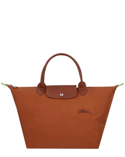 Shop Longchamp Le Pliage Green Canvas Shoulder Bag In Brown