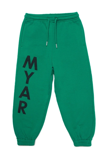 Shop Myar Deadstock Green Plush Jogger Trousers With Vertical Logo