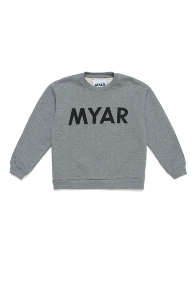 Shop Myar Deadstock Grey Crewneck Sweatshirt With Logo On The Front