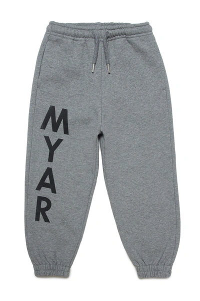 Shop Myar Deadstock Grey Plush Jogger Trousers With Vertical Logo