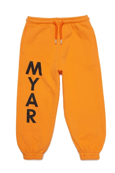 Shop Myar Deadstock Orange Plush Jogger Trousers With Vertical Logo