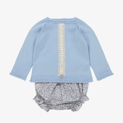 Shop Artesania Granlei Baby Girls Blue Floral Shorts Set