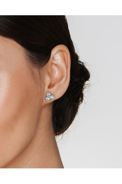 Cz By Kenneth Jay Lane Triple Round Cz Pyramid Stud Earrings In Clear/gold