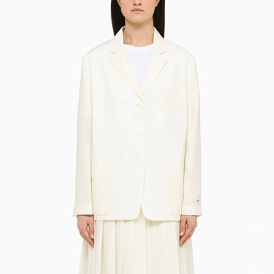 Shop Prada Ivory Single Breasted Blazer In White