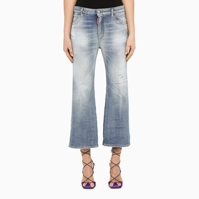 Shop Dsquared2 Washed Blue Cropped Jeans